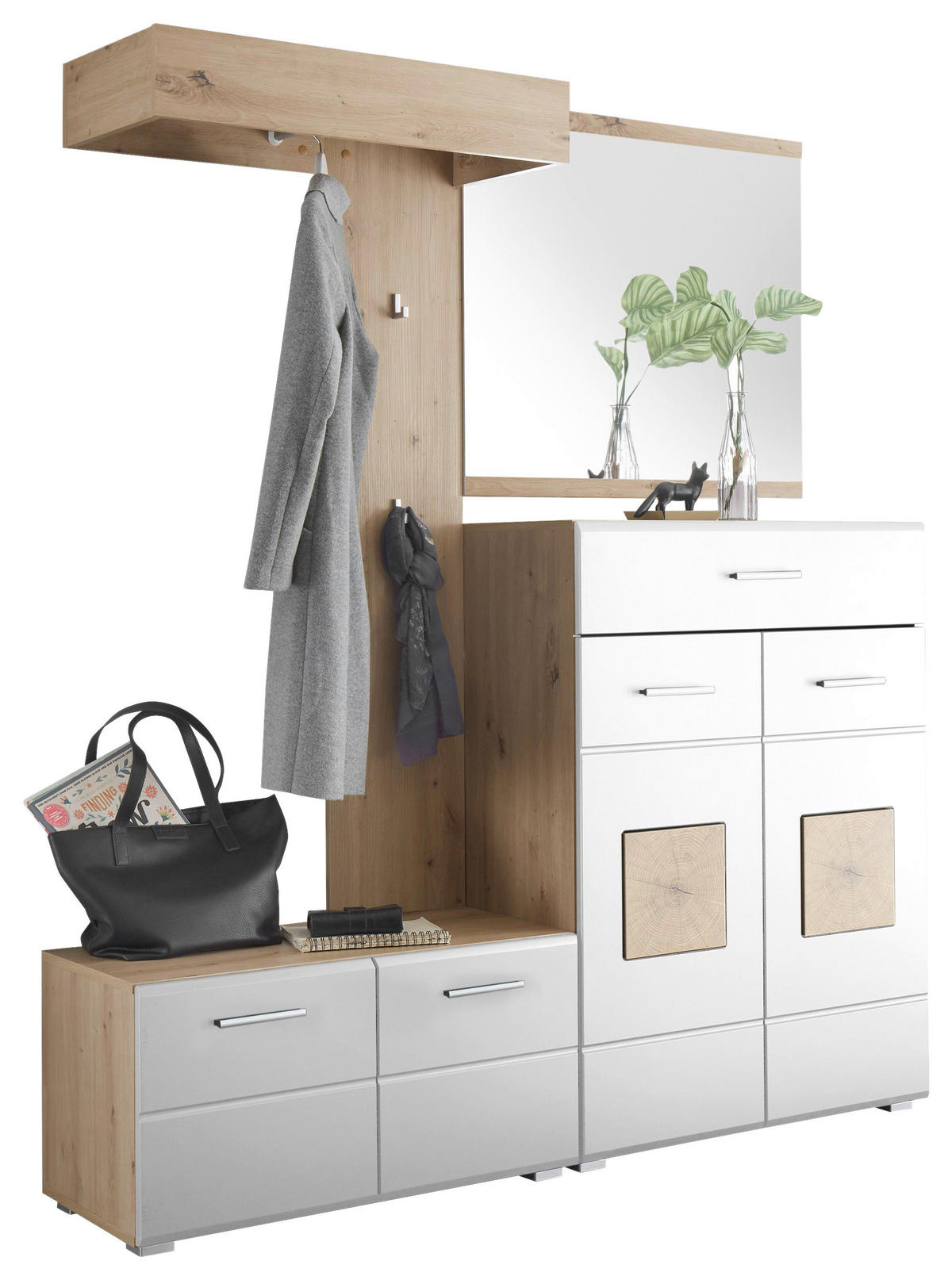 GARDEROBE 4-teilig  in 160/195/40 cm  - Weiß/Eiche Artisan, KONVENTIONELL, Holzwerkstoff (160/195/40cm) - home24
