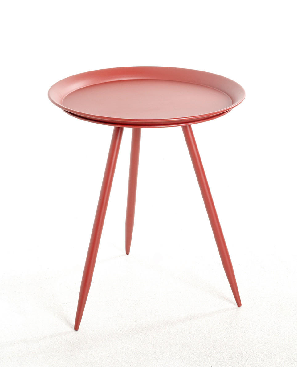 BEISTELLTISCH 54/54/44 cm Rot rund  - Rot, Trend, Metall (54/54/44cm)