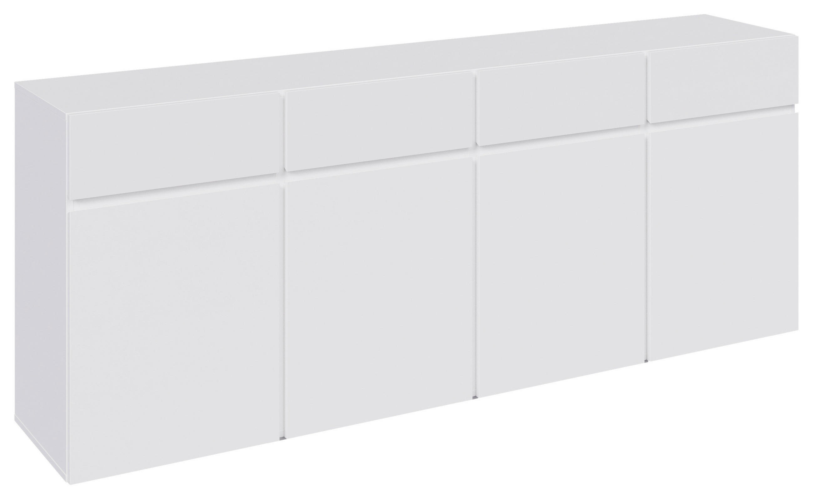SIDEBOARD  200/79,6/39,8 cm 4 Schublade(n)  - Silberfarben/Weiß, Design, Holzwerkstoff/Kunststoff (200/79,6/39,8cm) - Xora
