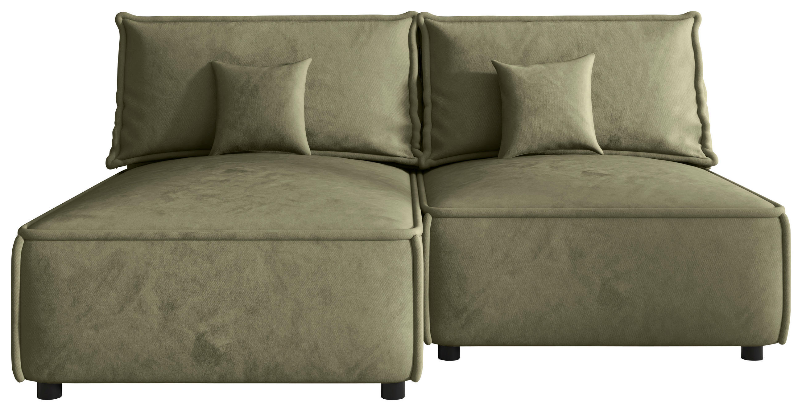 ECKSOFA  in Webstoff Olivgrün Zierkissen, Rückenkissen, Rücken echt  153/200 cm  - Schwarz/Olivgrün, MODERN, Kunststoff/Textil (153/200cm) - Xora