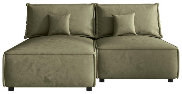 ECKSOFA Olivgrün Webstoff Zierkissen, Rückenkissen, Rücken echt  - Schwarz/Olivgrün, MODERN, Kunststoff/Textil (153/200cm) - Xora
