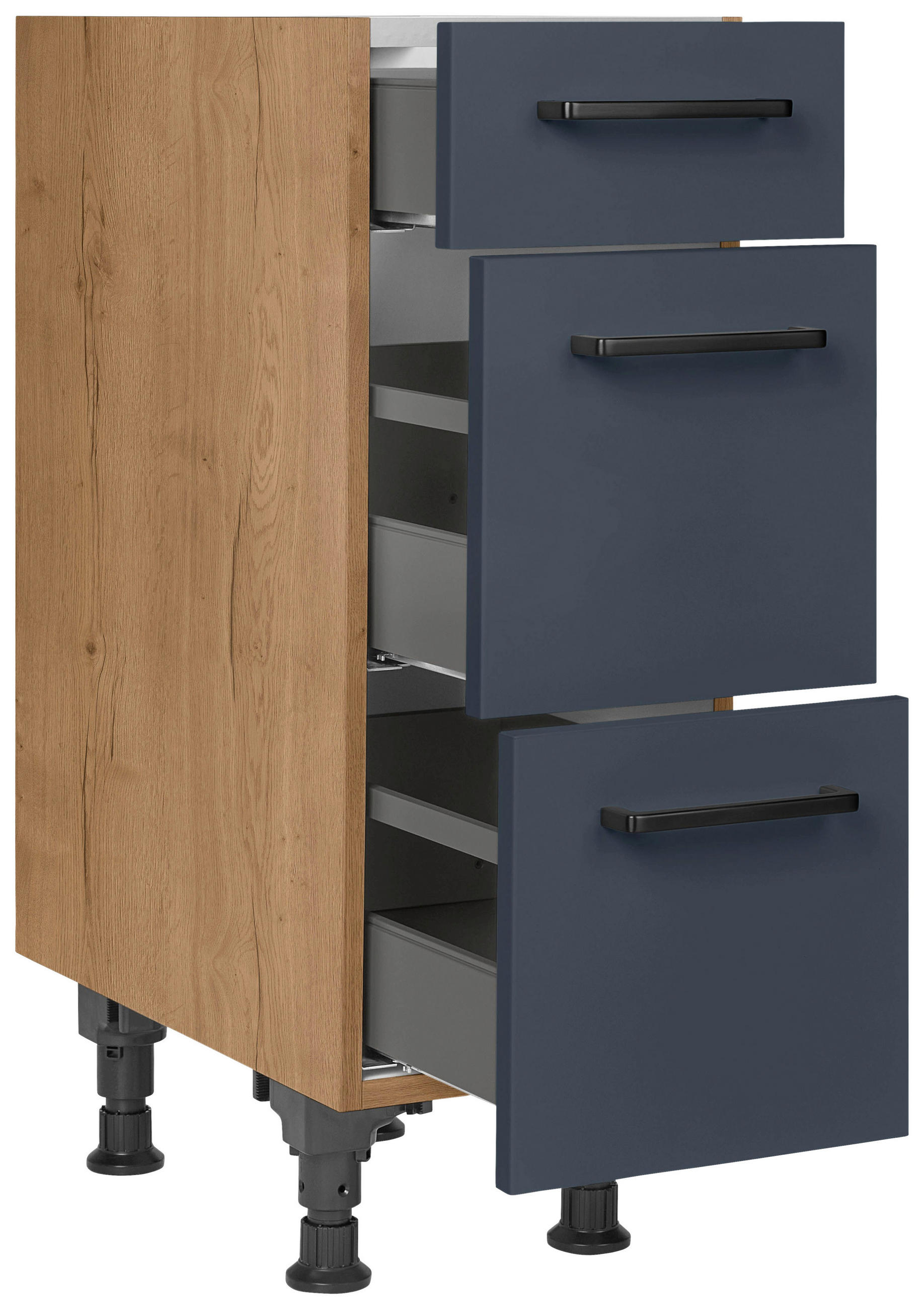 SCHUBKASTENUNTERSCHRANK 30/87/56 cm  in Blau, Eichefarben  - Blau/Eichefarben, MODERN, Holzwerkstoff/Metall (30/87/56cm) - Nobilia