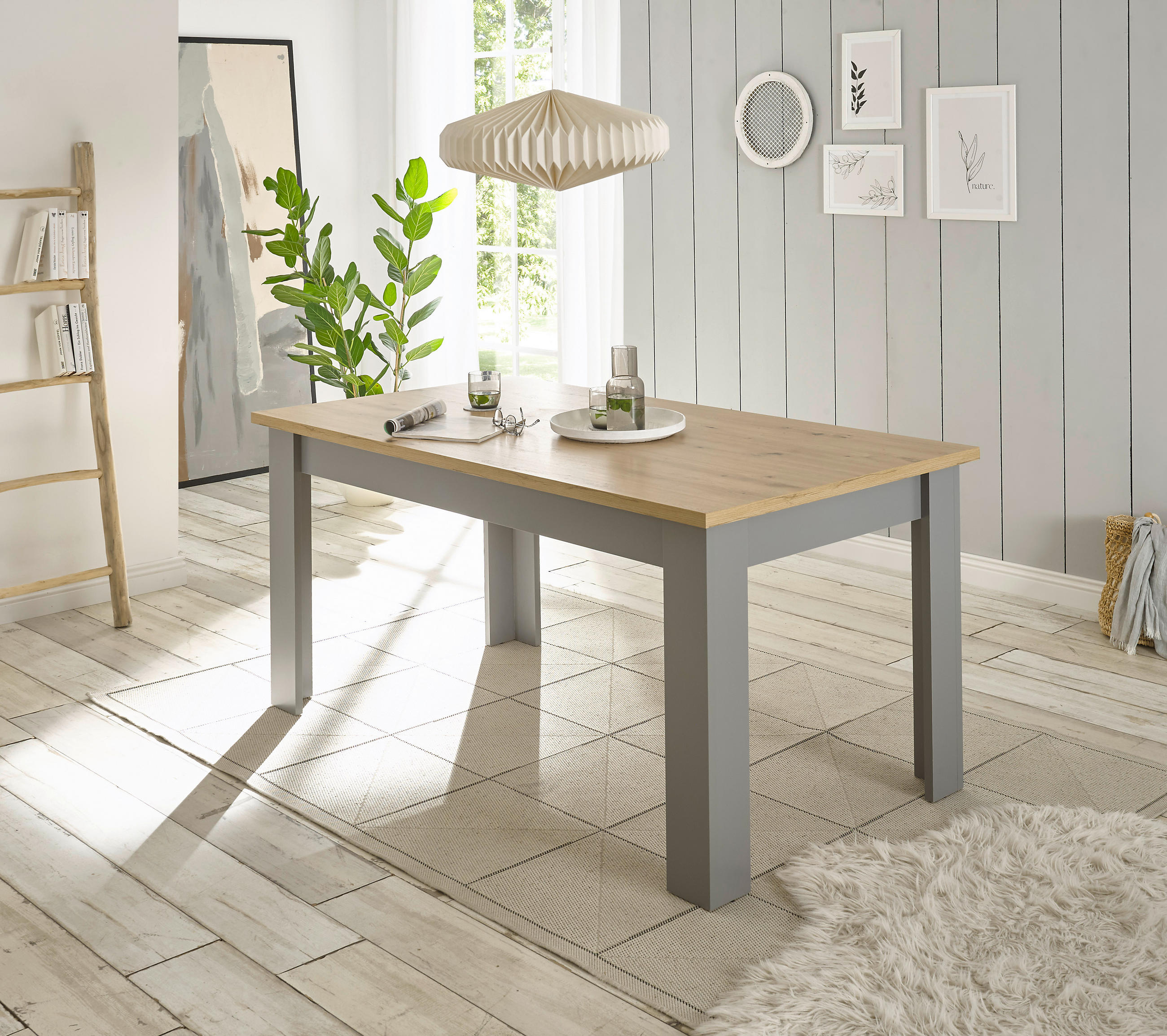 ESSTISCH rechteckig Grau, Eiche Artisan  - Eiche Artisan/Grau, Design, Holzwerkstoff (160/76/90cm) - MID.YOU
