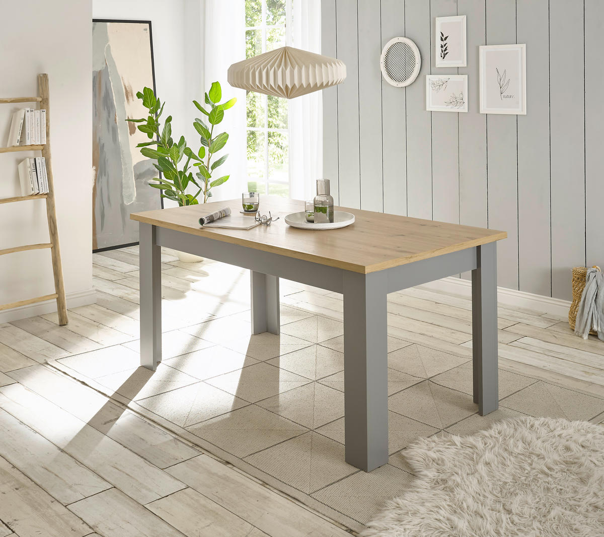 ESSTISCH rechteckig Grau, Eiche Artisan  - Eiche Artisan/Grau, Design, Holzwerkstoff (160/76/90cm) - MID.YOU