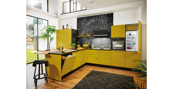 EINBAUKÜCHE   - Currygelb, Design, Holzwerkstoff - Novel