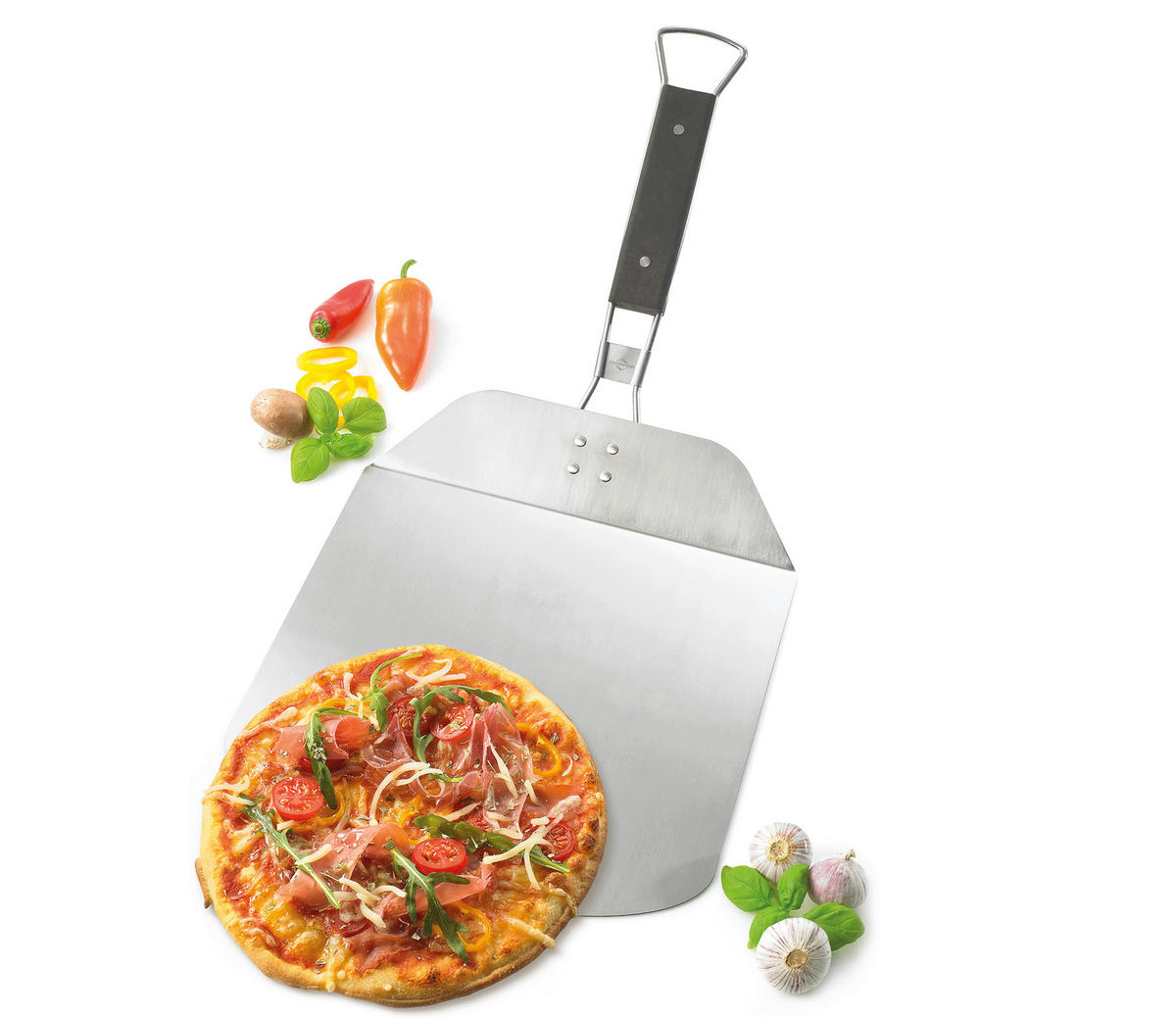 PIZZASCHAUFEL   - Edelstahlfarben/Schwarz, Basics, Kunststoff/Metall (37,5/29/6cm) - KÜCHENPROFI