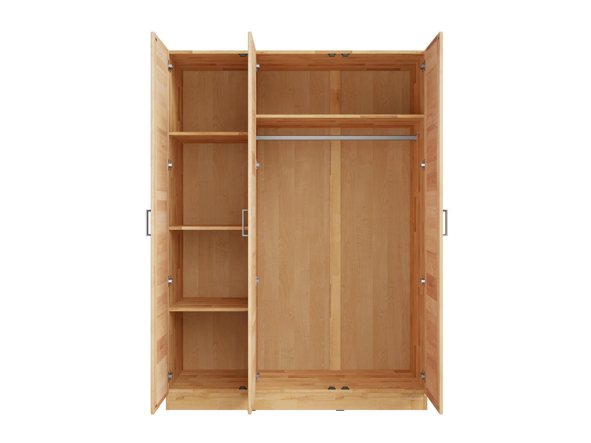DREHTÜRENSCHRANK 152/205,5/60 cm,  in Buchefarben, 3 Tür(en)  - Chromfarben/Buchefarben, MODERN, Holz/Metall (152/205,5/60cm) - MID.YOU