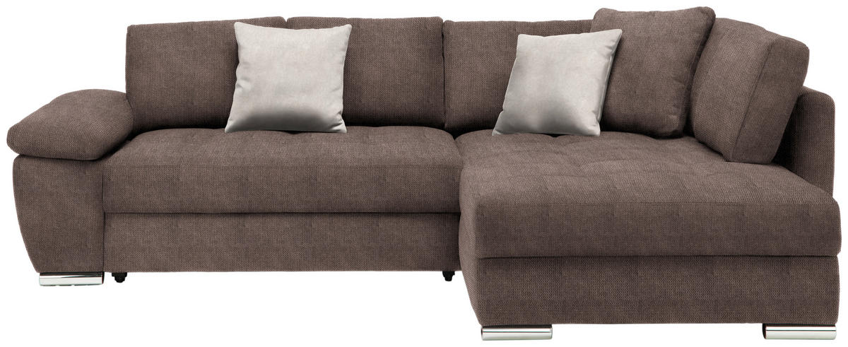 ECKSOFA in Webstoff Taupe  276/212 cm  - Taupe/Chromfarben, Design, Kunststoff/Textil (276/212cm) - Carryhome