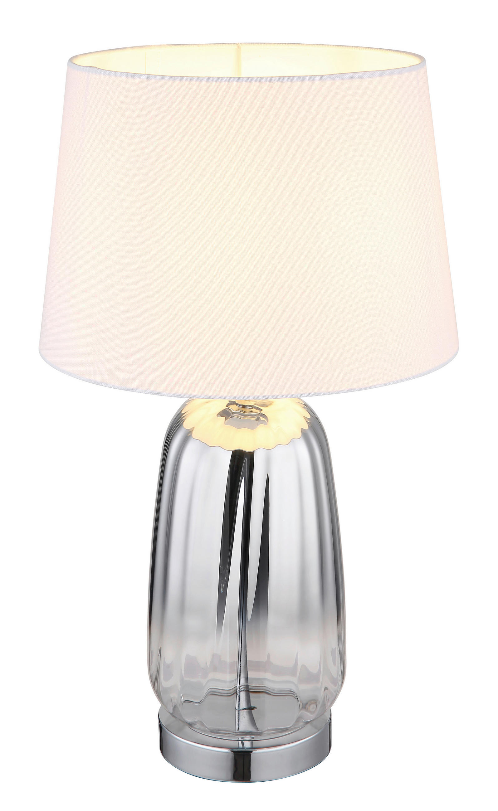 TISCHLEUCHTE 30/52 cm   - Klar/Chromfarben, Design, Glas/Textil (30/52cm) - Globo