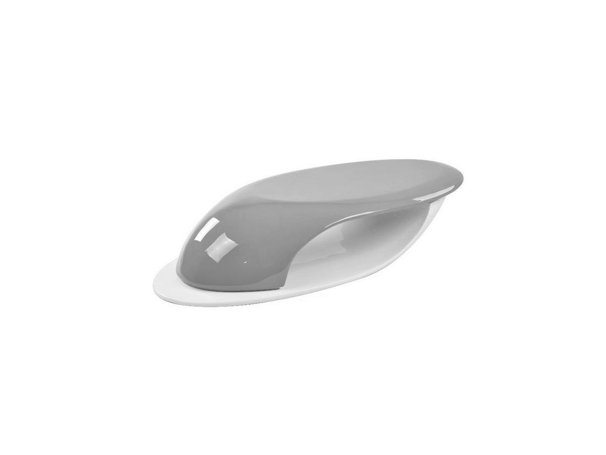 COUCHTISCH 130/58/30 cm oval Weiß Hochglanz, Grau Hochglanz  - Weiß Hochglanz/Grau Hochglanz, Design, Kunststoff (130/58/30cm) - Livetastic