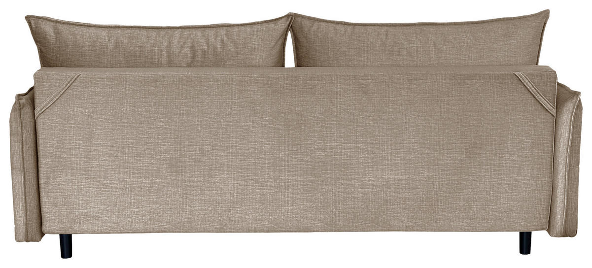 SCHLAFSOFA  mit Liegefunktion Flachgewebe Beige  - Beige/Schwarz, Design, Holz/Kunststoff (216/96/102cm) - MID.YOU