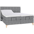 BOXSPRINGBETT 180/200 cm  in Grau  - Eichefarben/Grau, KONVENTIONELL, Holz/Textil (180/200cm) - Voleo