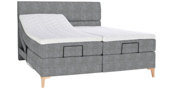 BOXSPRINGBETT 160/200 cm  in Grau  - Eichefarben/Grau, KONVENTIONELL, Holz/Textil (160/200cm) - Voleo