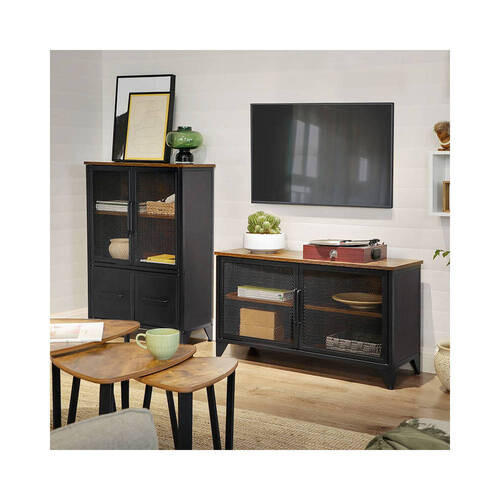 KOMMODE Braun, Schwarz  70/100/33 cm  - Schwarz/Braun, Trend, Holzwerkstoff/Metall (70/100/33cm) - Boxxx