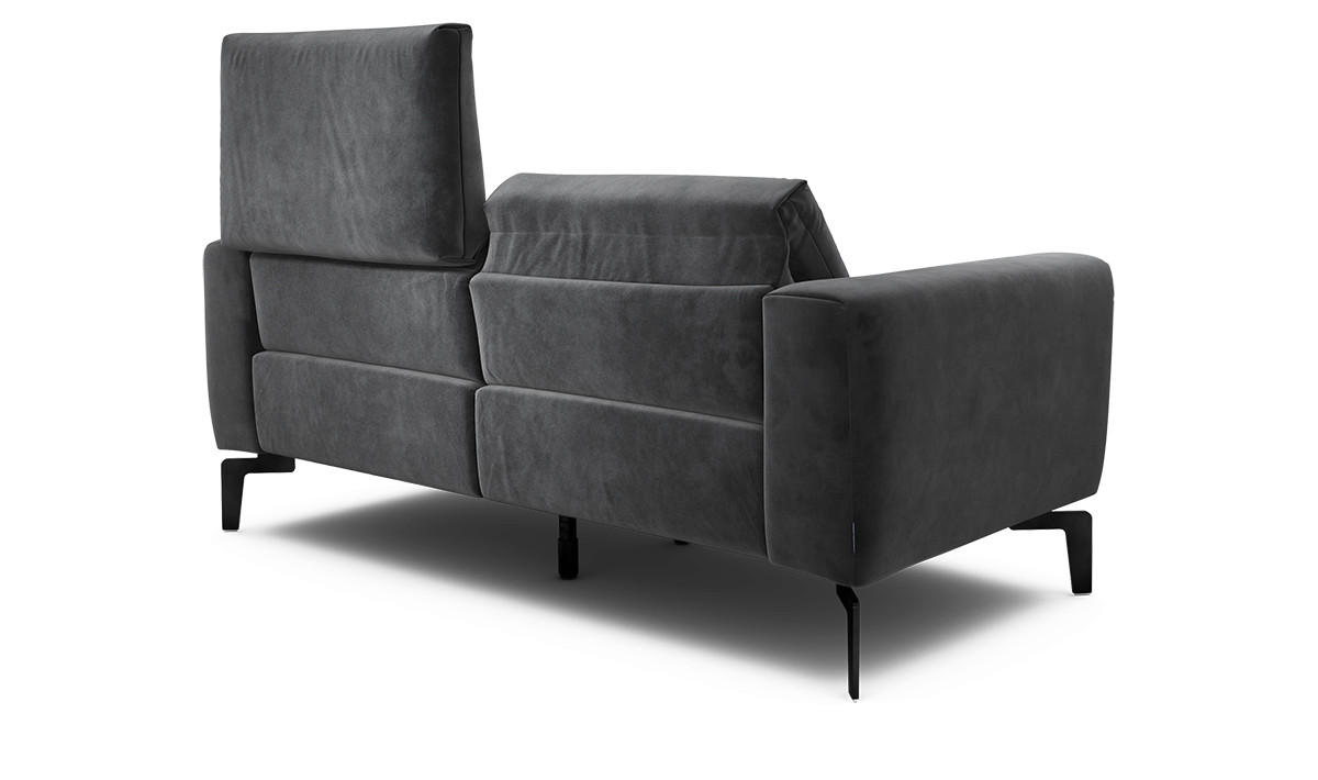 2-SITZER-SOFA Samt Anthrazit  - Anthrazit/Schwarz, Design, Textil/Metall (180/86/86-94cm) - SENSOO