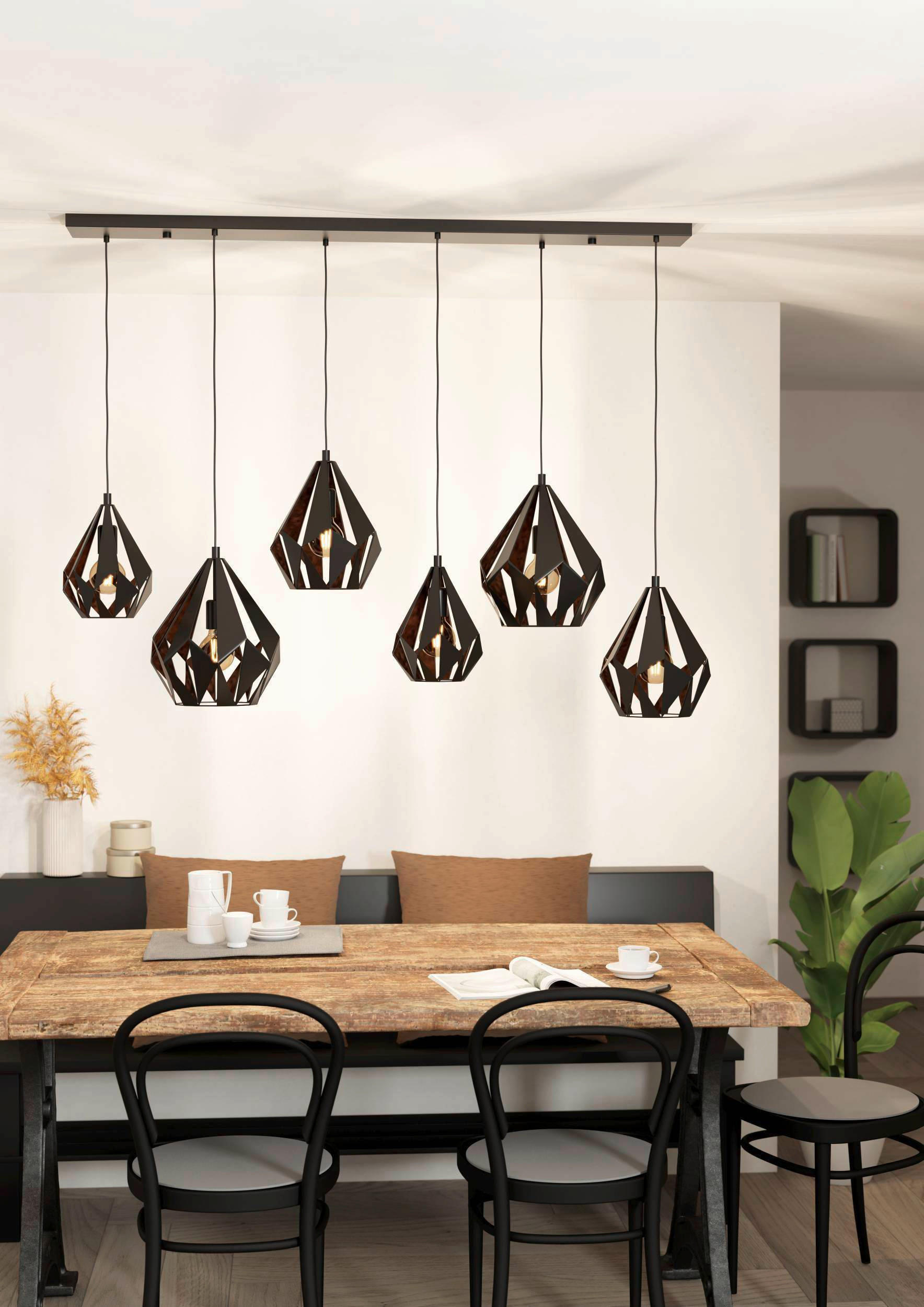 HÄNGELEUCHTE Carlton 145,5/38,5/107 cm   - Schwarz/Kupferfarben, Design, Metall (145,5/38,5/107cm) - Eglo