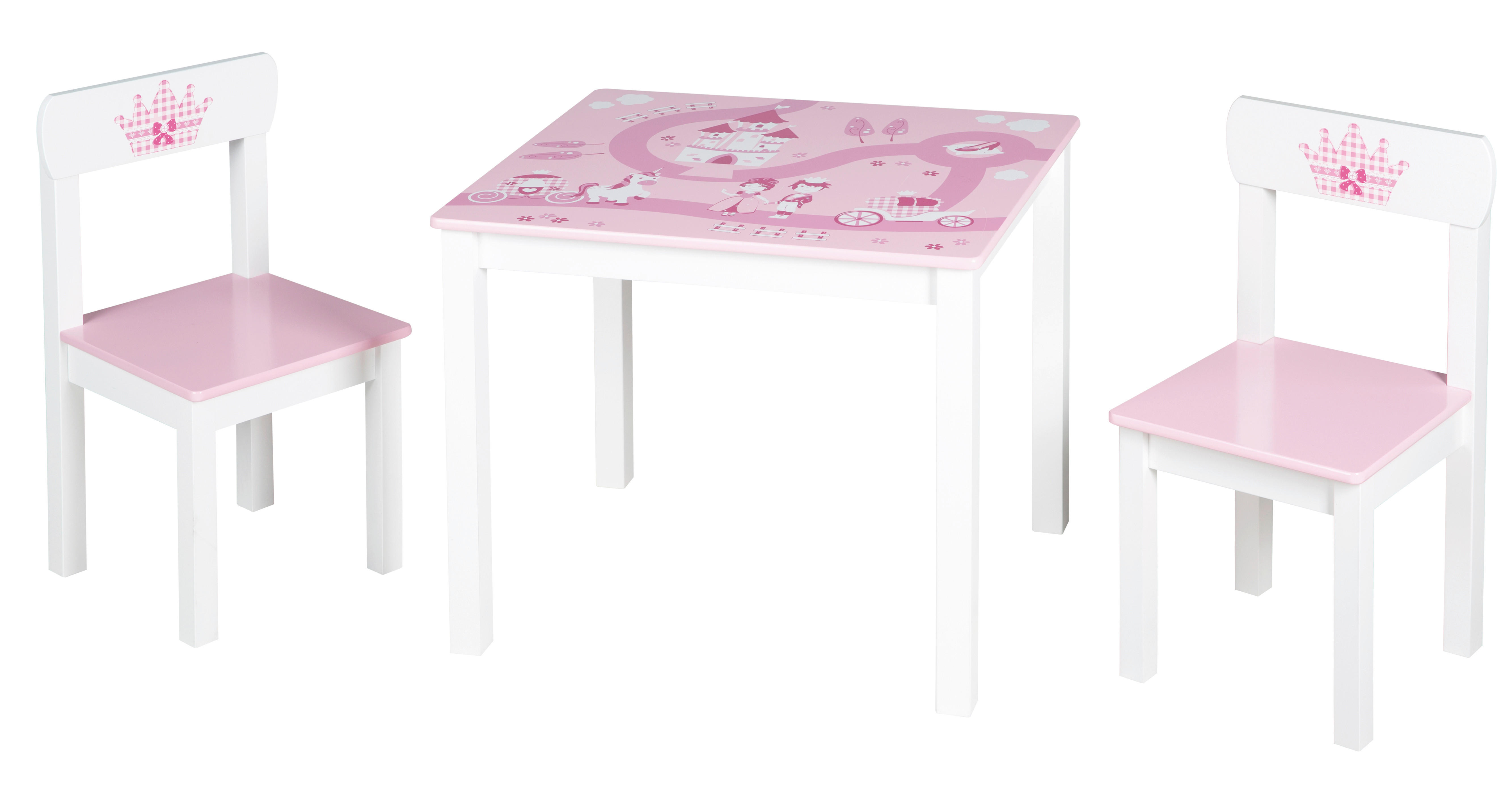 KINDERSITZGRUPPE KRONE Rosa, Weiß  - Rosa/Weiß, Basics, Holz/Holzwerkstoff - Roba