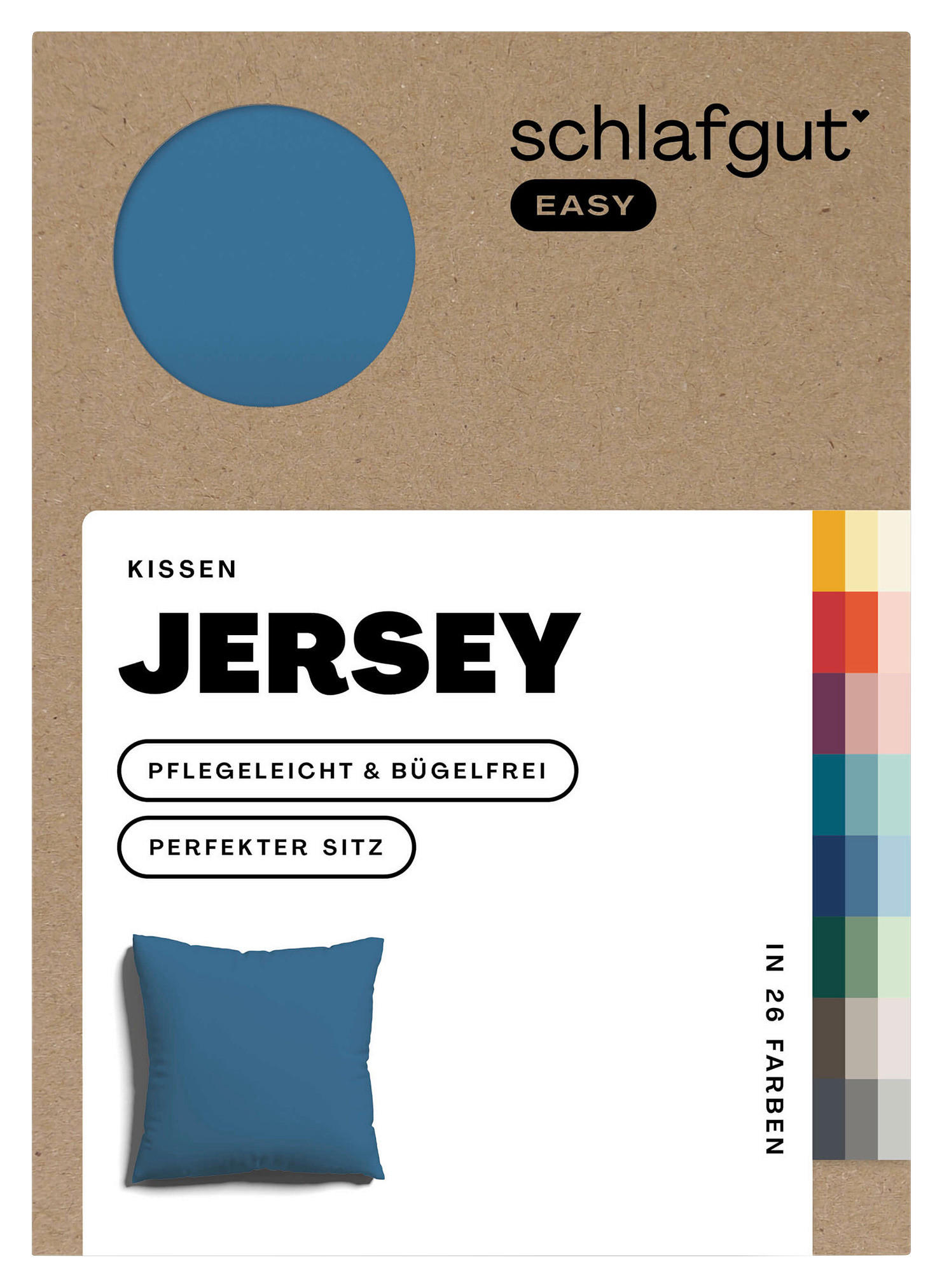KISSENHÜLLE EASY JERSEY 40/40 cm  - Blau, Basics, Textil (40/40cm) - Schlafgut