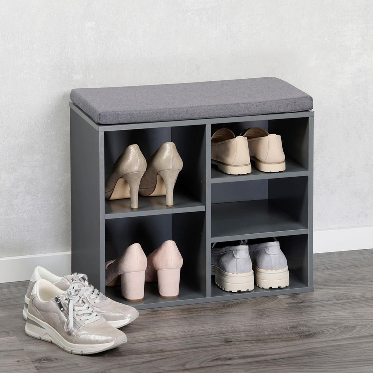 SCHUHSCHRANK  in 51.5/48/29.5 cm  - Grau, Design, Holzwerkstoff/Textil (51.5/48/29.5cm) - Kesper