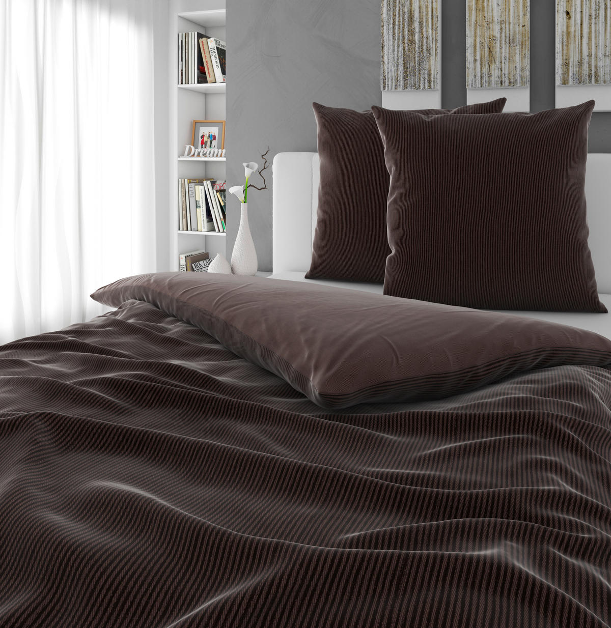 WENDEBETTWÄSCHE Satin 200/200 cm  - Dunkelbraun, Textil (200/200cm) - Bio:Vio