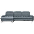 ECKSOFA in Chenille Blaugrau  - Blaugrau/Schwarz, LIFESTYLE, Textil/Metall (180/310cm) - Valnatura