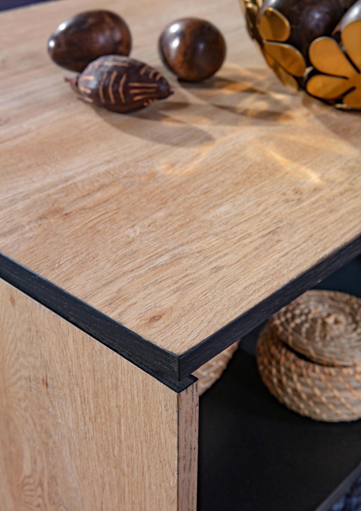 COUCHTISCH 45/65/45 cm rechteckig Schwarz, Eichefarben  - Eichefarben/Schwarz, Trend, Holzwerkstoff/Metall (45/65/45cm) - Carryhome