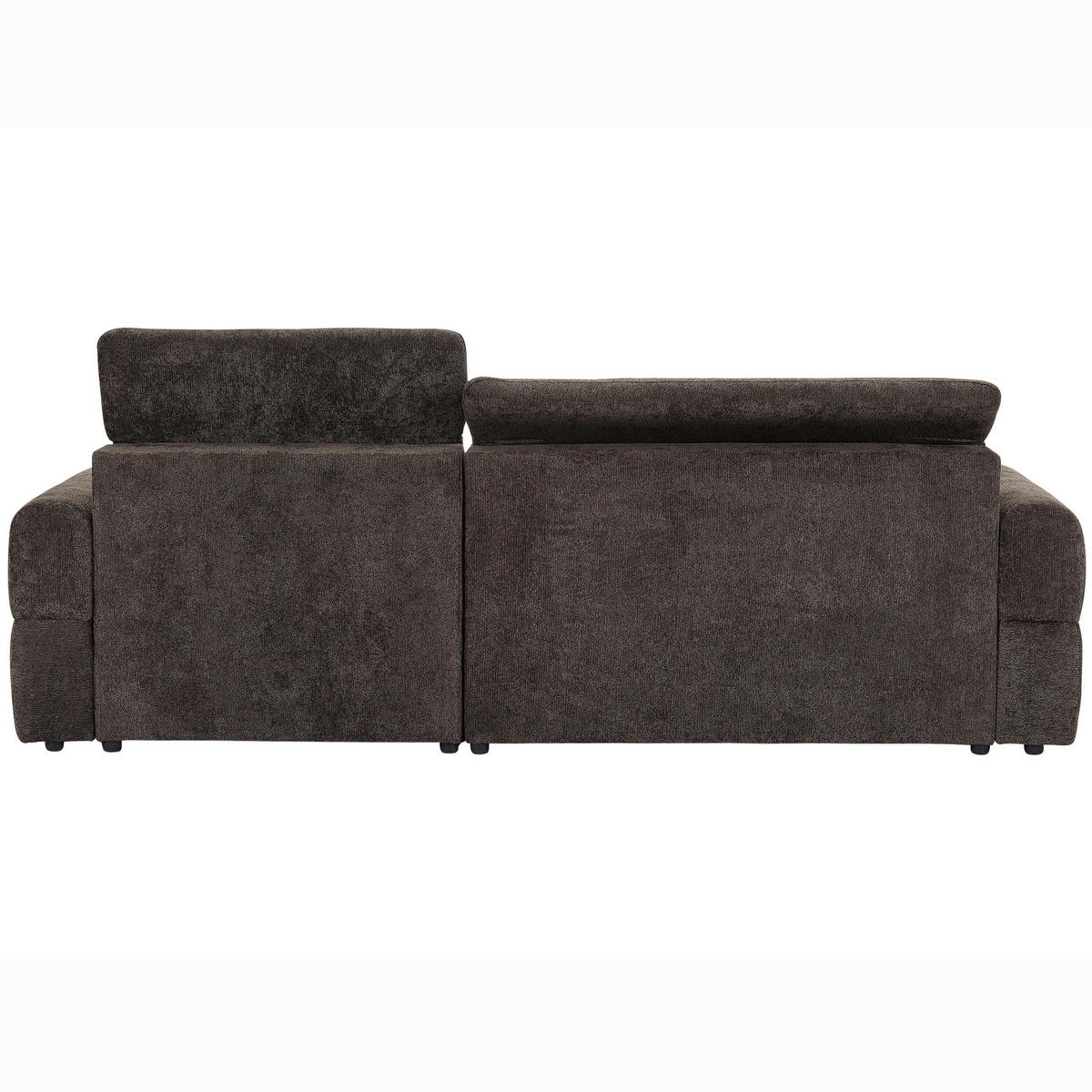 ECKSOFA Dunkelbraun Chenille Bettkasten, Rücken echt, Kopfteilverstellung, Sitztiefenverstellung  - Dunkelbraun/Schwarz, MODERN, Kunststoff/Textil (268/165cm) - Carryhome