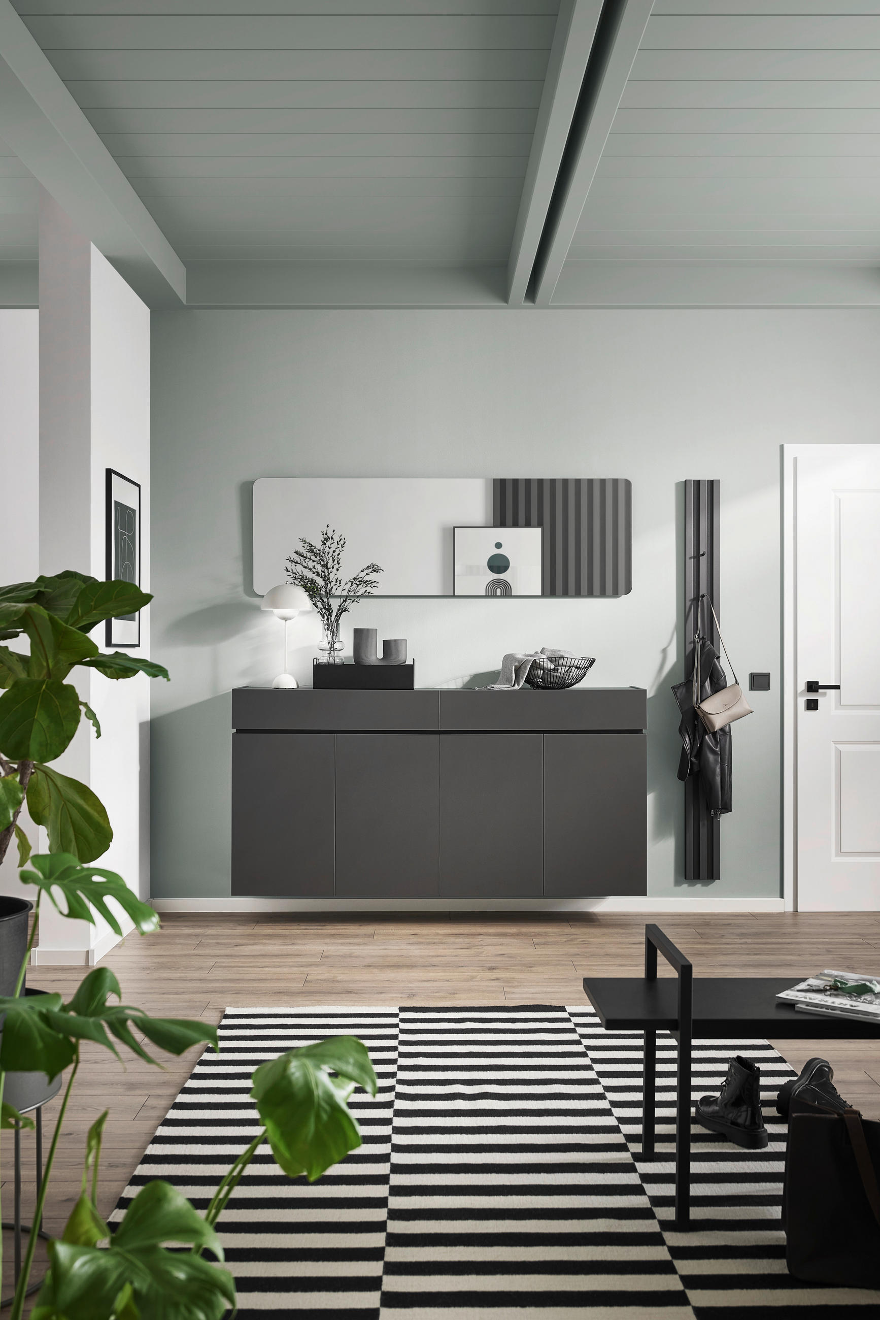 CIPŐSSZEKRÉNY 180/92/40 cm  - grafitszürke/fekete, Design, műanyag/faalapú anyag (180/92/40cm) - Voleo