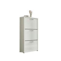 SCHUHKIPPER - Weiß Hochglanz/Silberfarben, MODERN, Holzwerkstoff/Kunststoff (61/115/25cm) - MID.YOU