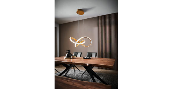LED-HÄNGELEUCHTE   - Goldfarben, Design, Kunststoff/Metall (55cm) - Dieter Knoll