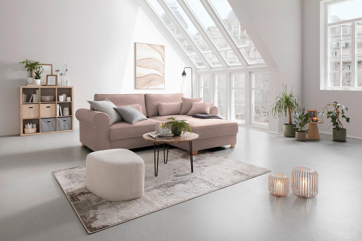 HÖRNSOFFA i rosa  - rosa, Modern, trämaterial/trä (255/185cm) - MID.YOU