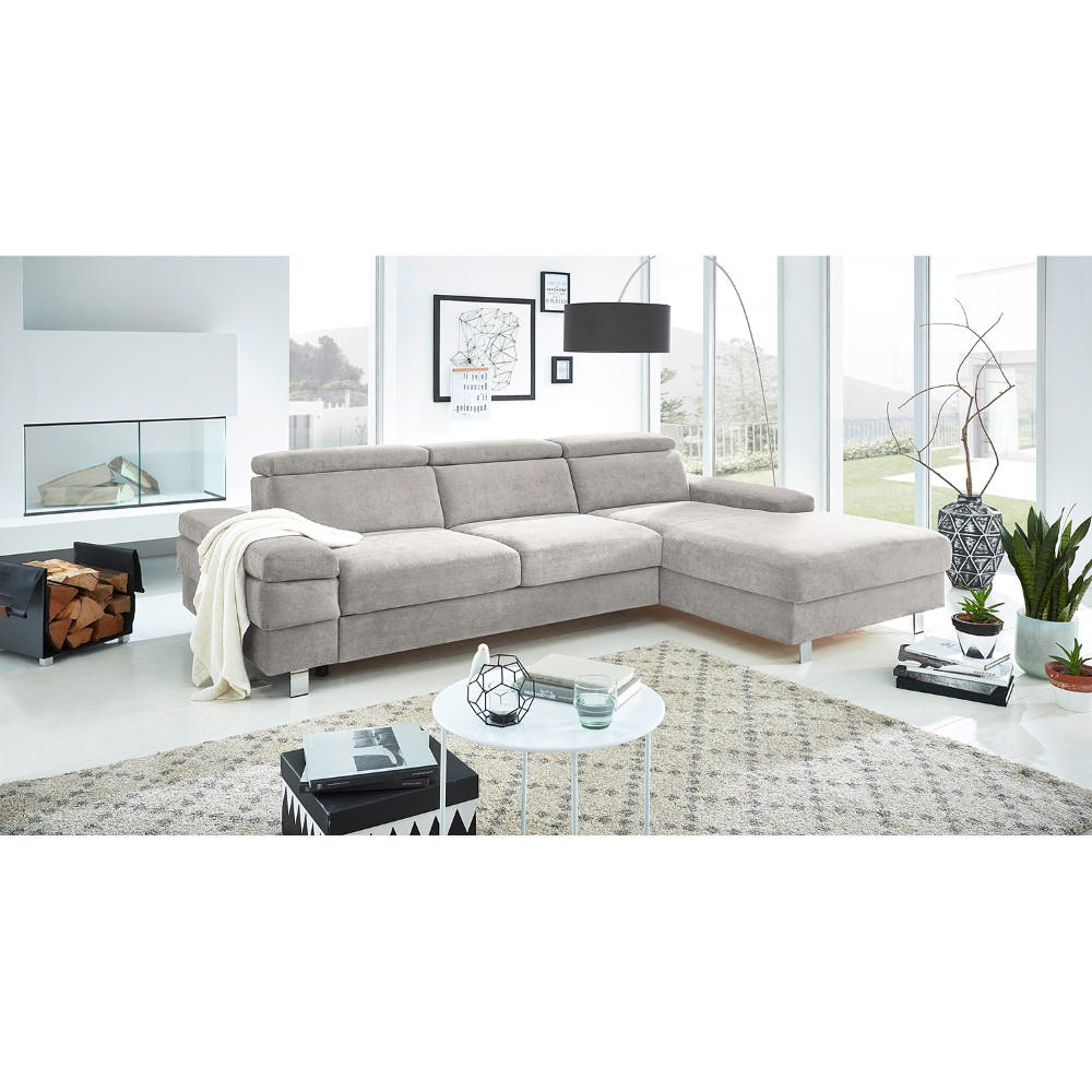 ECKSOFA in Webstoff Silberfarben - Silberfarben, Konventionell, Textil/Metall (182/82/260cm) - Trendmanufaktur