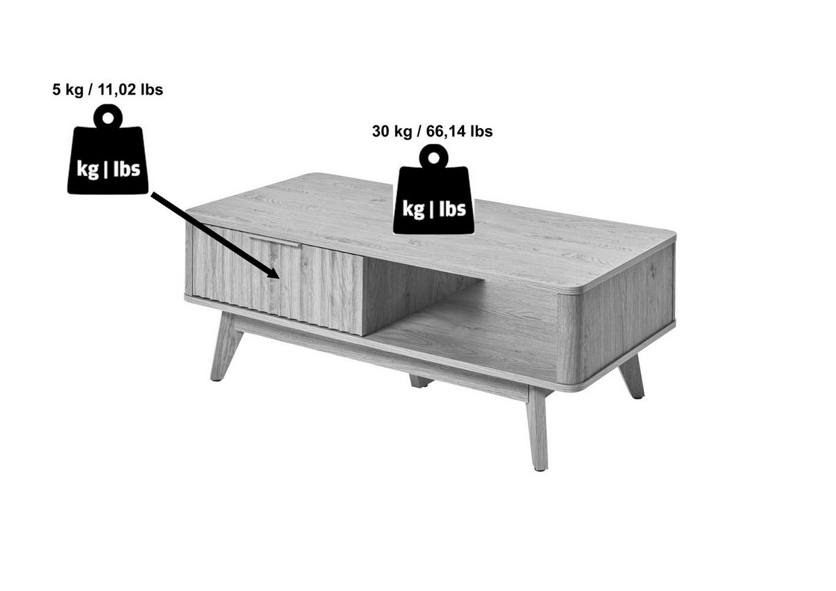 COUCHTISCH in Holzwerkstoff 110/55/44 cm  - Silberfarben/Walnussfarben, MODERN, Holzwerkstoff/Metall (110/55/44cm) - MID.YOU