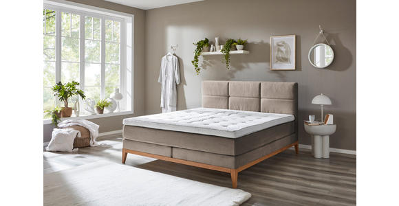 BOXSPRINGBETT 180/200 cm  in Taupe  - Taupe/Eichefarben, KONVENTIONELL, Holz/Textil (180/200cm) - Carryhome