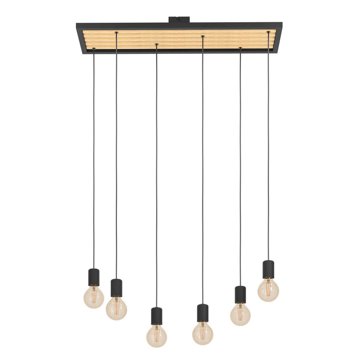 HÄNGELEUCHTE 78/25/110 cm  - Schwarz/Braun, Basics, Holz/Metall (78/25/110cm) - Eglo