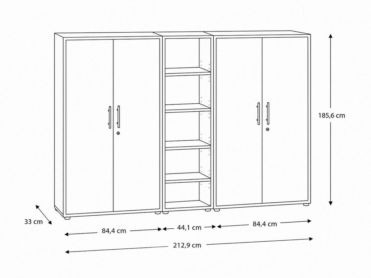 AKTENSCHRANK Anthrazit, Hellgrau  - Anthrazit/Hellgrau, MODERN, Holzwerkstoff (212,9/185,6/33cm) - MID.YOU