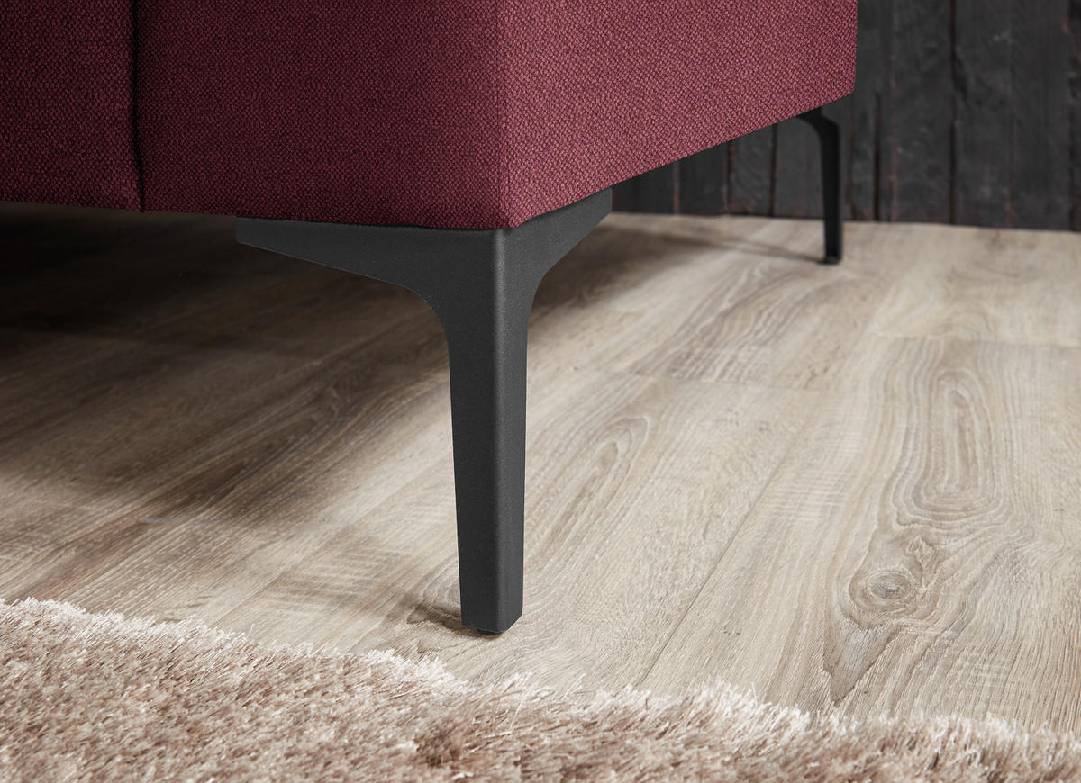 2,5-SITZER in Flachgewebe Rot  - Rot/Schwarz, Design, Textil/Metall (206/86/97cm) - Pure Home Lifestyle