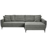 ECKSOFA in Cord Grau  283/174 cm  - Schwarz/Grau, Design, Textil/Metall (283/174cm) - Xora