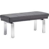 HOCKERBANK 113/51/48 cm Echtleder Grau, Silberfarben Metall  - Silberfarben/Alufarben, KONVENTIONELL, Leder/Metall (113/51/48cm) - Moderano