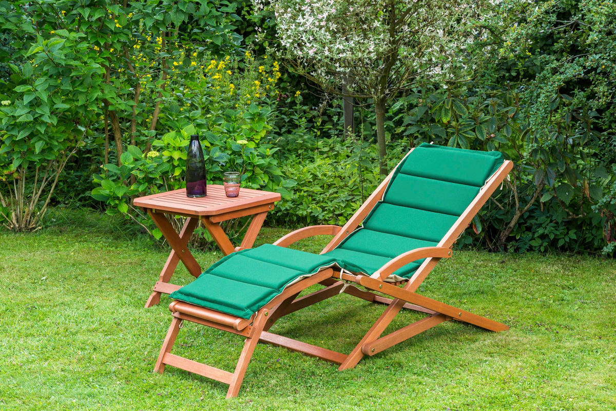 GARTENLIEGE  - Eukalyptusholzfarben/Beige, KONVENTIONELL, Holz/Textil - Gardenson