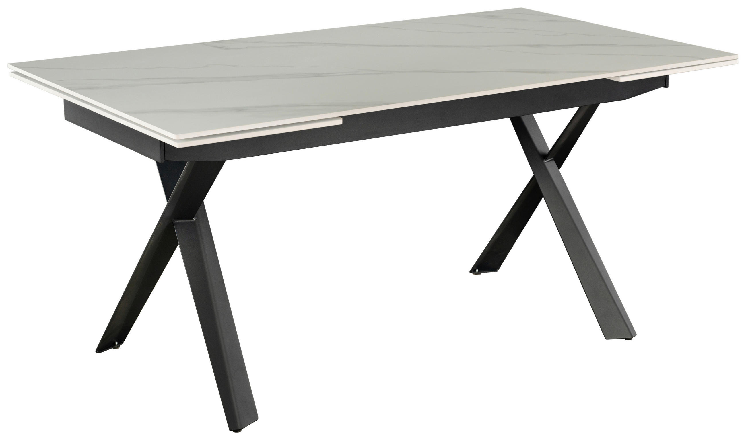 ESSTISCH 160-240/90/76 cm  Metall, Keramik ausziehbar rechteckig Grau, Schwarz, Weiss  - Weiss/Schwarz, Design, Keramik/Metall (160-240/90/76cm) - Stylife