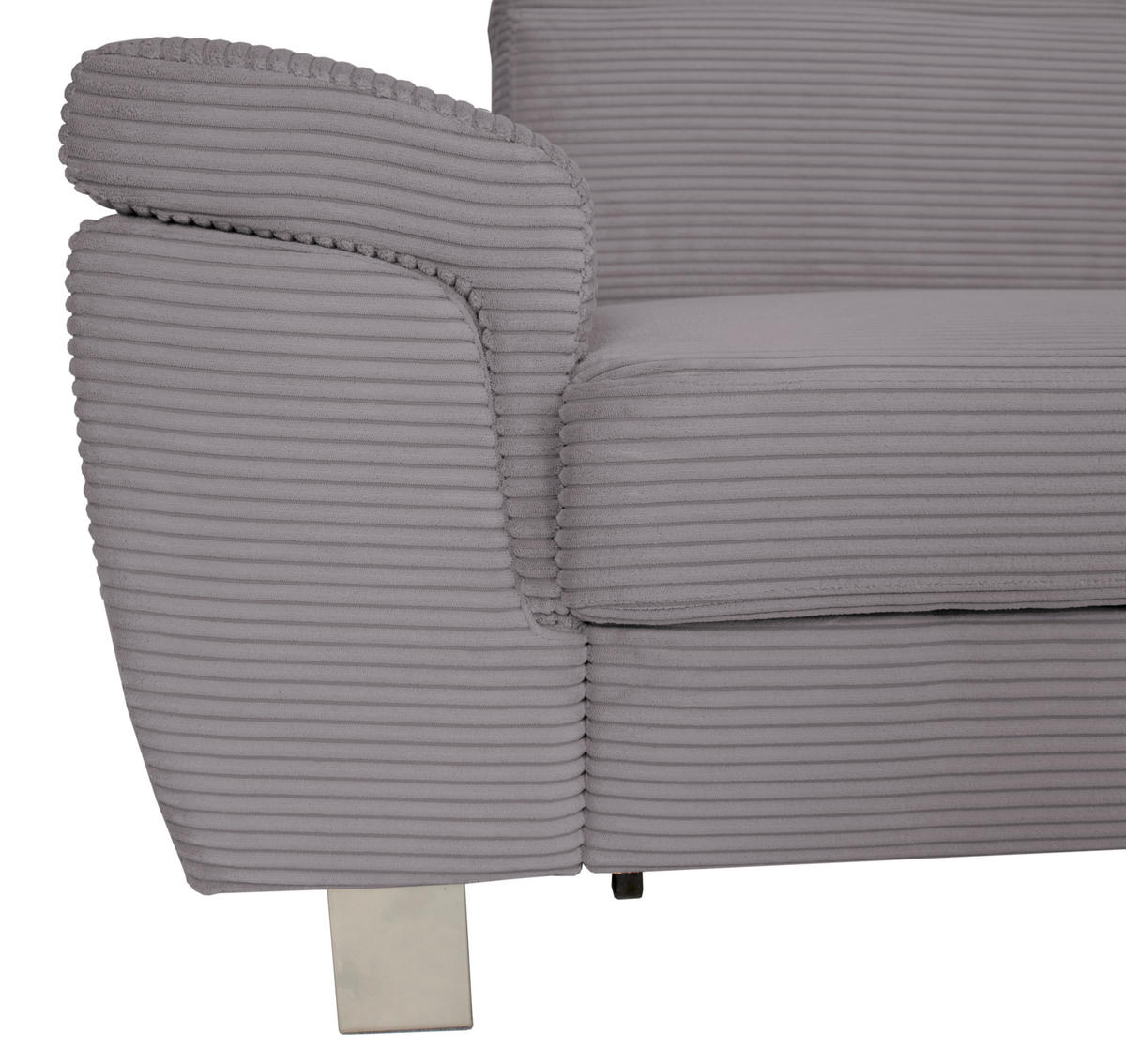 ECKSOFA in Cord Dunkelgrau  - Dunkelgrau/Silberfarben, Design, Textil/Metall (250/167cm) - Xora