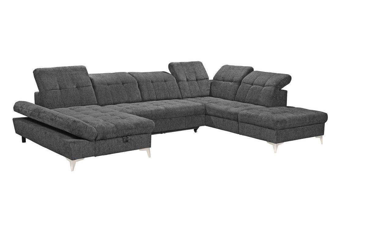WOHNLANDSCHAFT MERCY Graphitfarben Mikrovelours  - Kaschmir/Graphitfarben, MODERN, Kunststoff/Textil (169/348/245cm) - MID.YOU