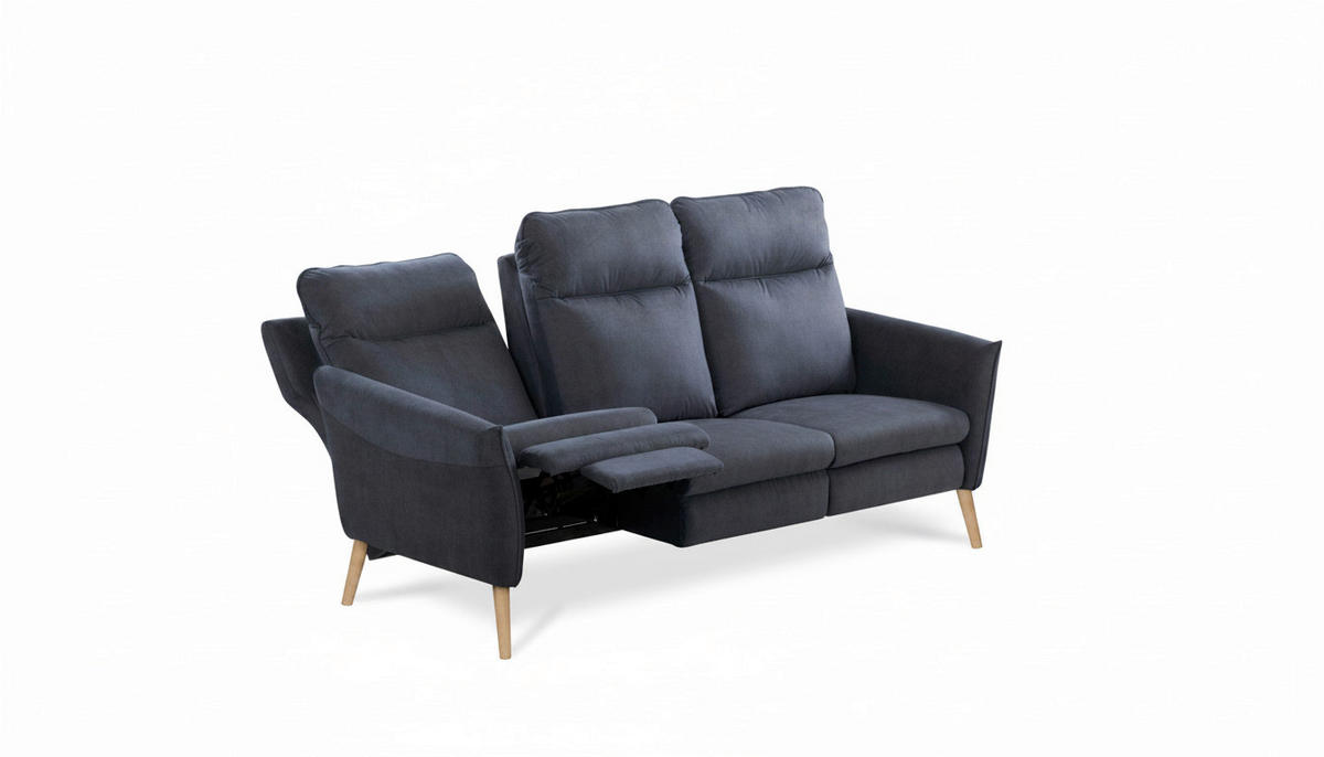 3-SITZER-SOFA  in Mikrofaser Blau Skandinavisch, Modern  - Blau/Buchefarben, Design, Holz/Textil (202/110/92cm) - Livetastic
