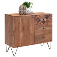 KOMMODE , 105/88/40 cm, 3 Schublade(n)  - Bronzefarben/Akaziefarben, Trend, Holz/Metall (105/88/40cm) - Ambia Home