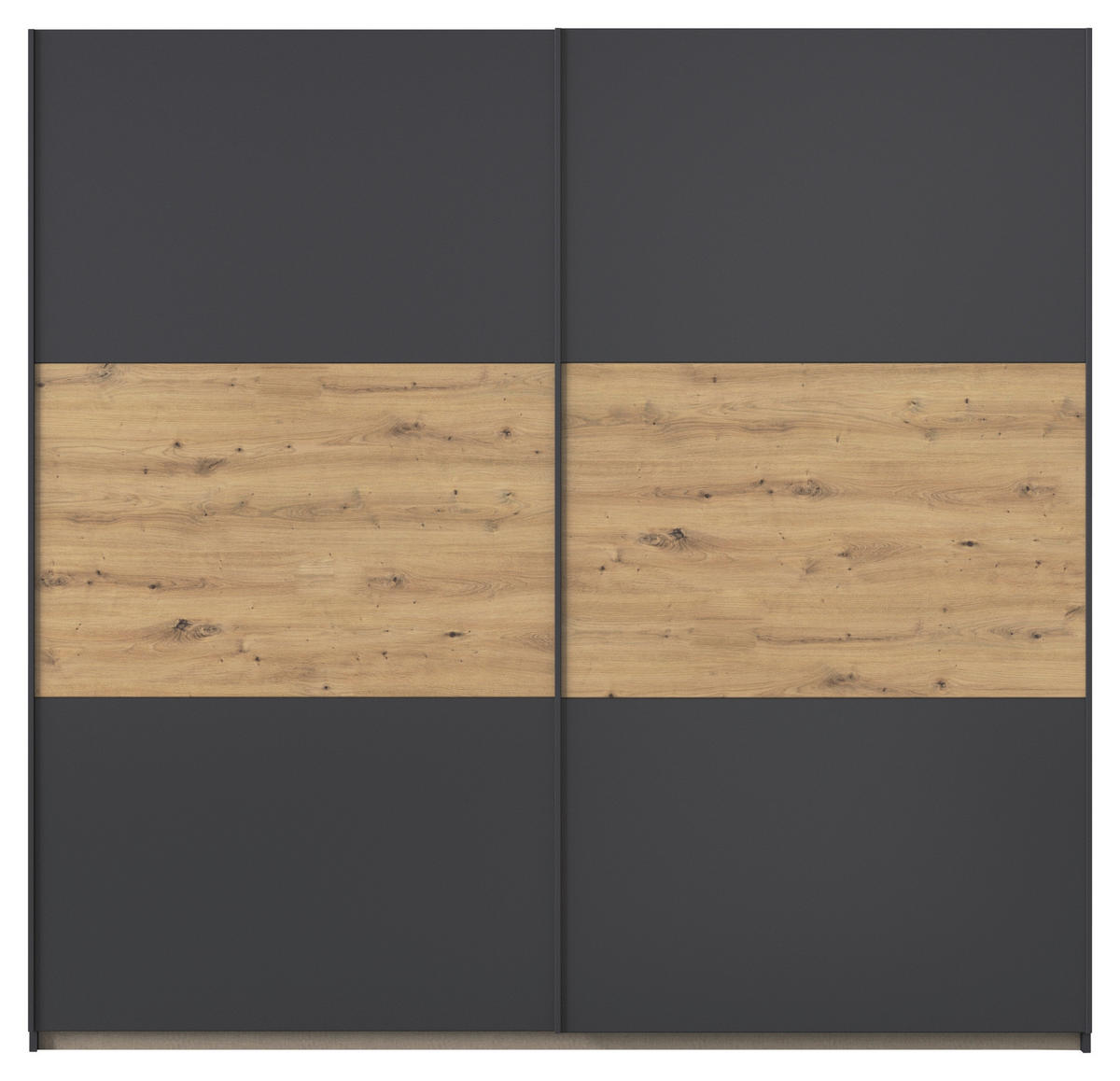 SCHWEBETÜRENSCHRANK in Grau, Eiche Artisan  - Eiche Artisan/Grau, Modern, Holzwerkstoff/Metall (218/210/59cm) - Rauch Möbel