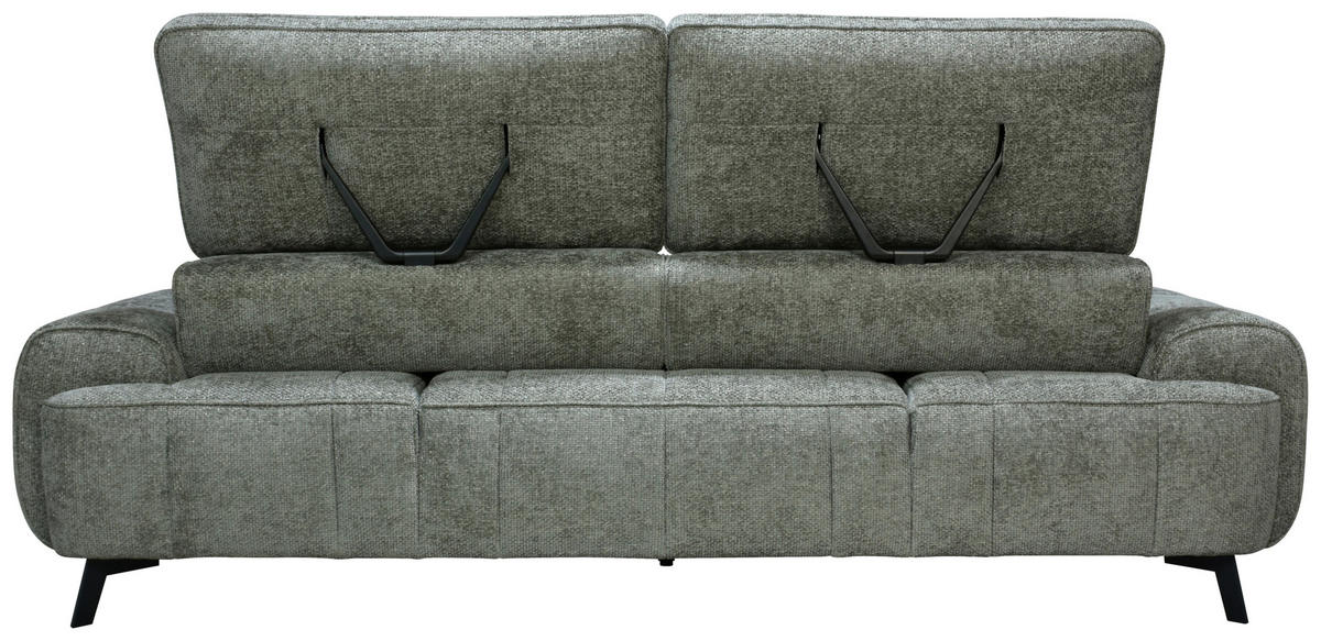 2-SITZER-SOFA Chenille Grau  - Schwarz/Grau, Design, Kunststoff/Textil (230/84/104/111/122cm) - Livetastic