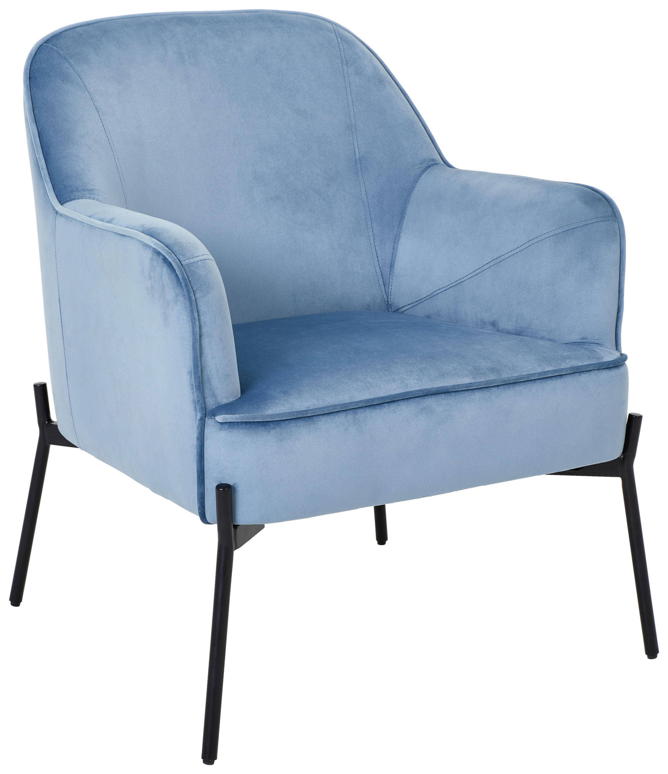 SESSEL in Samt Blau, Schwarz  - Blau/Schwarz, Trend, Textil/Metall (69/81/64cm) - Xora