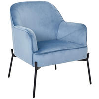 SESSEL in Samt Blau, Schwarz  - Blau/Schwarz, Trend, Textil/Metall (69/81/64cm) - Xora