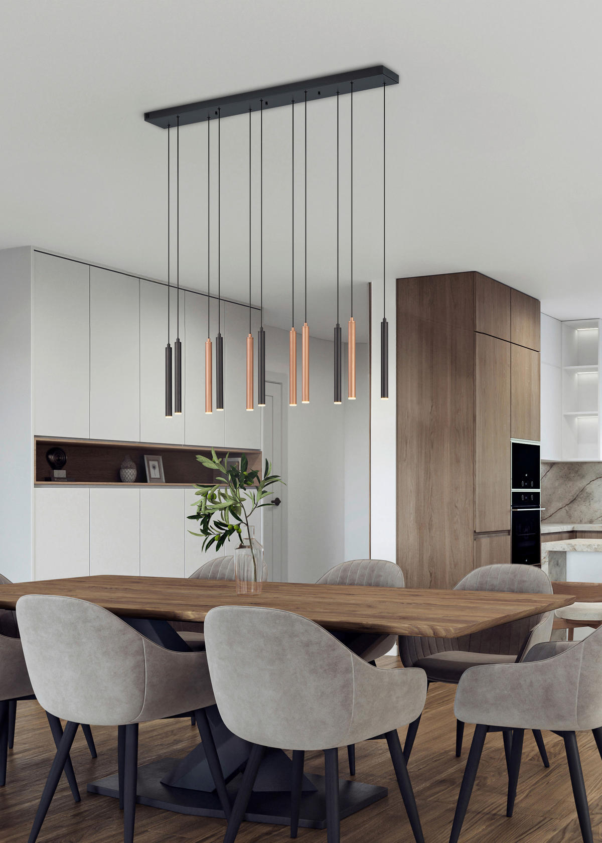 LED-HÄNGELEUCHTE Musterring 115/15/150 cm  - Schwarz/Weiß, Design, Kunststoff/Metall (115/15/150cm) - Musterring